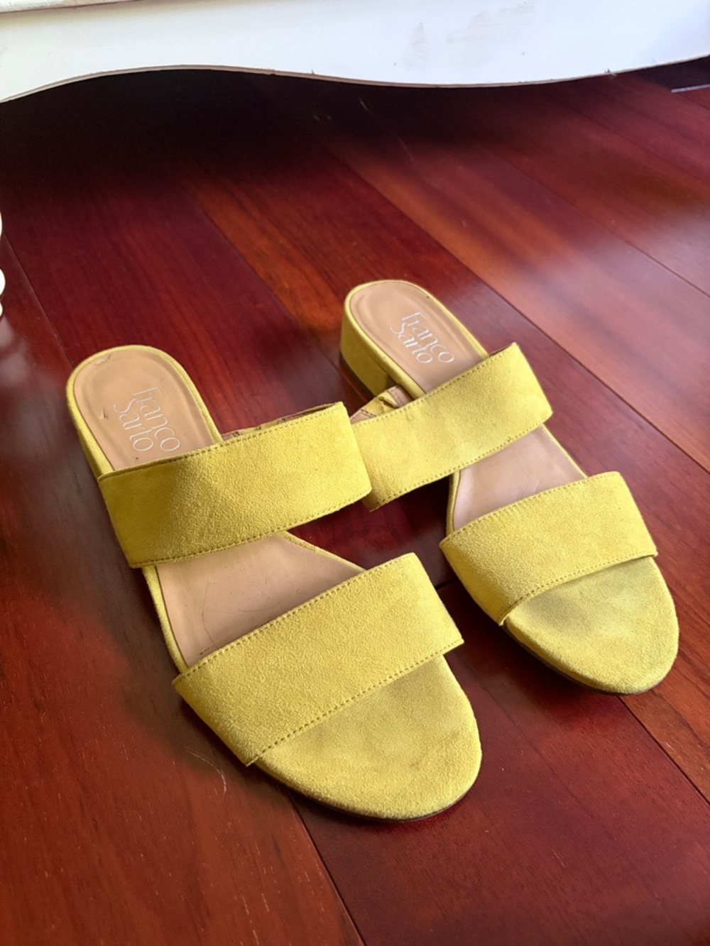 Franco Sarto Chartreuse Double-Strap Suede Mules